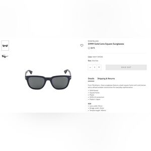Montblanc 51MM Solid Lens Square Sunglasses designer sunglasses NWT never worn